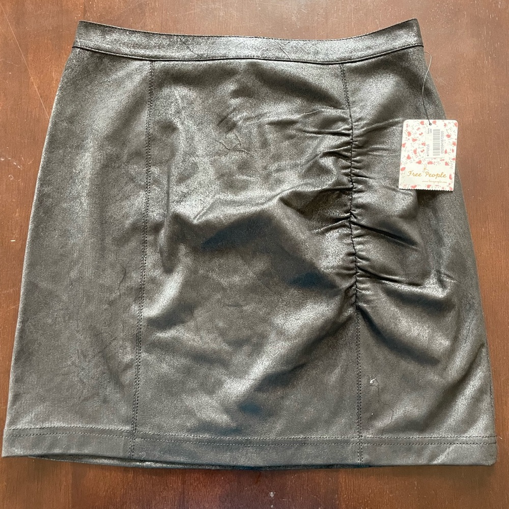 Free People Black Metallic Mini Skirt